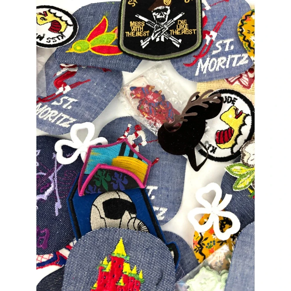 150 Assorted Applique Patches Iron-On or Sew-On Mixed Sequin Craft Lot New‎